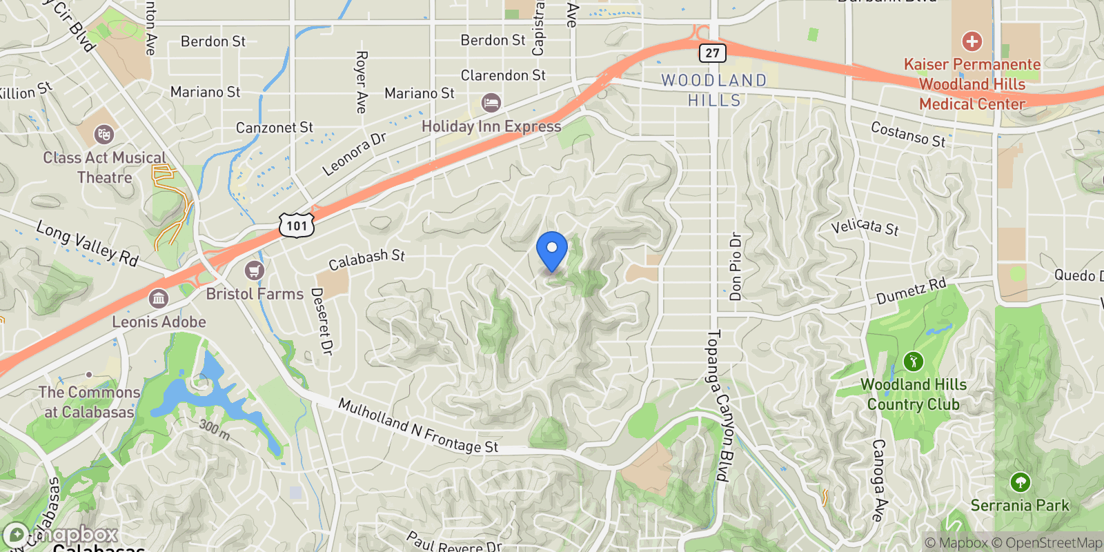 Map showing 22470 Sueno Road, Los Angeles, California, United States.