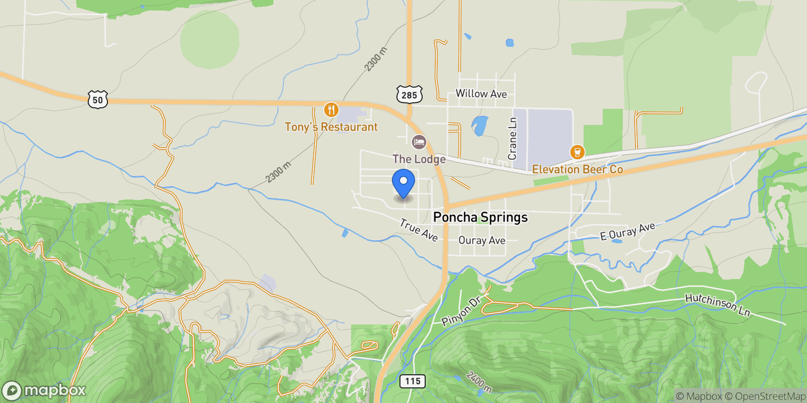 Map showing 110 Evans Avenue, Poncha Springs, CO 81242, Poncha Springs, Colorado, United States.