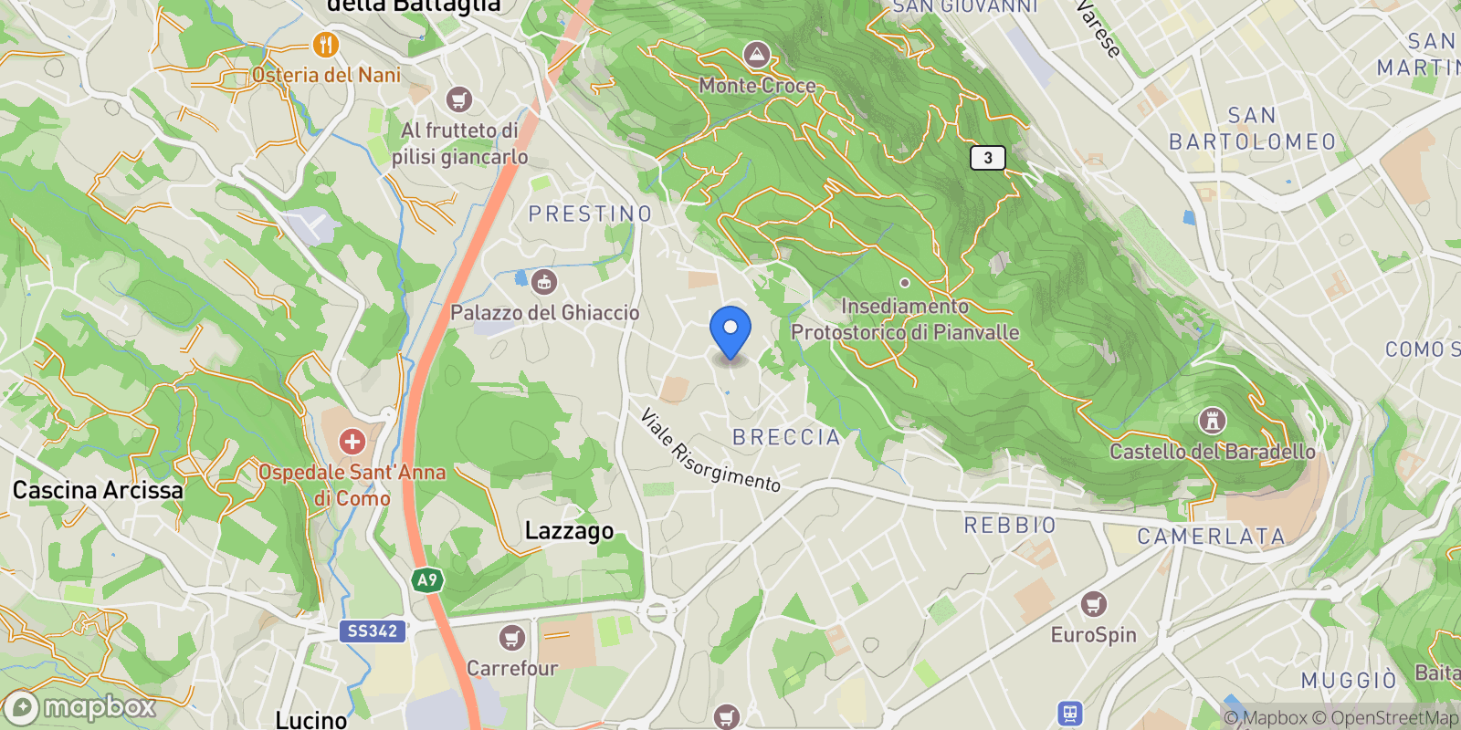 Map showing via alberina, Como, Lombardy, Italy.
