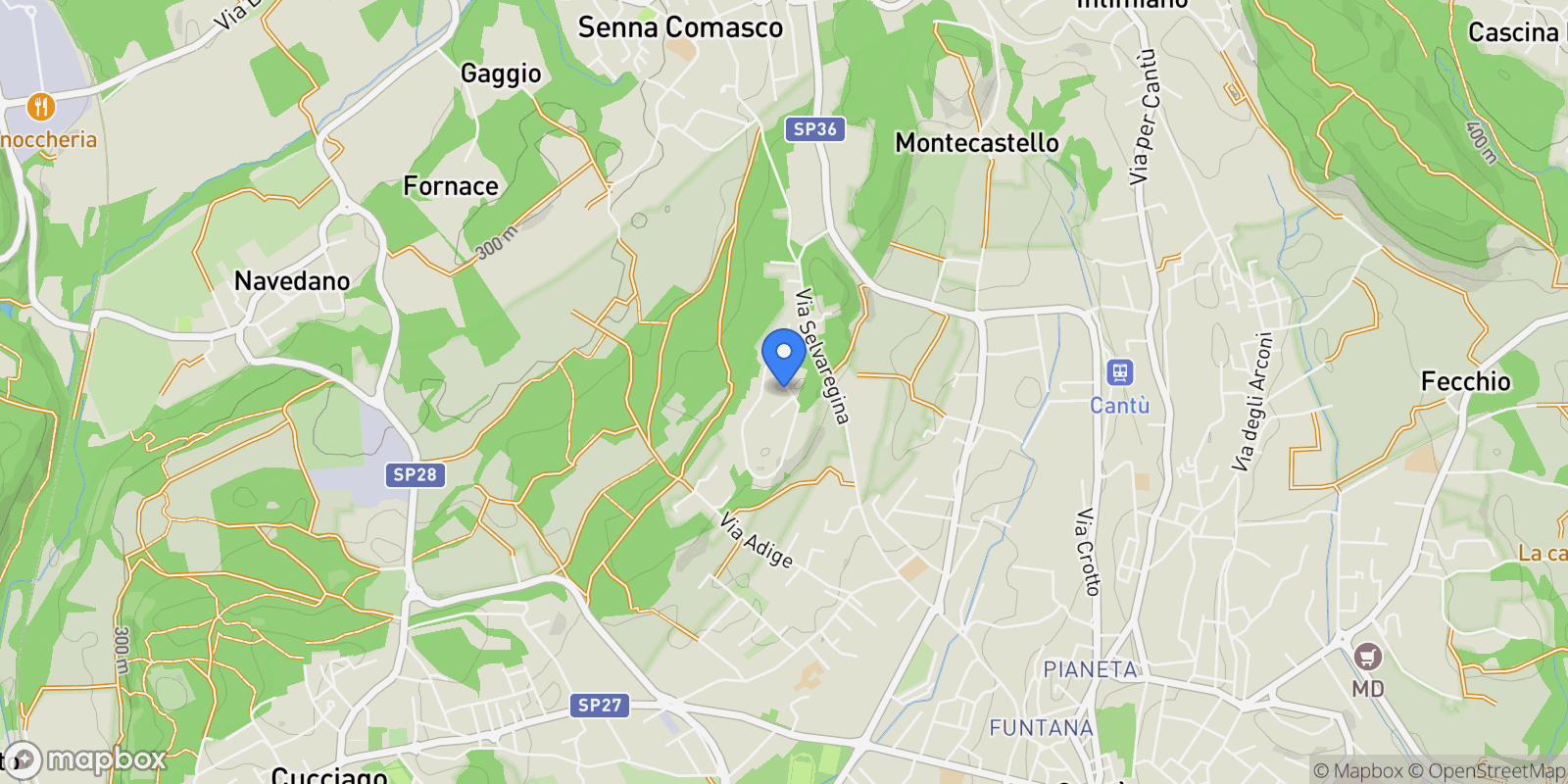 Map showing via delle ginestre, Cantù, Lombardy, Italy.