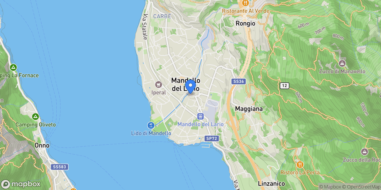 Map showing Mandello del Lario, Lombardy, Italy.