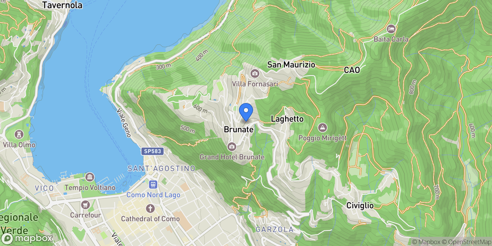 Map showing Brunate, Lombardy, Italy.