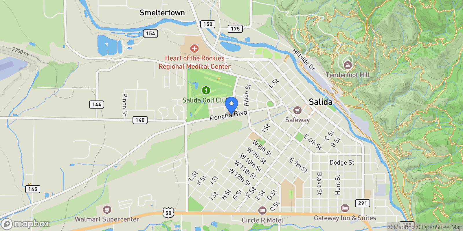 Map showing 413 Poncha Boulevard, Salida, CO 81201, Salida, Colorado, United States.