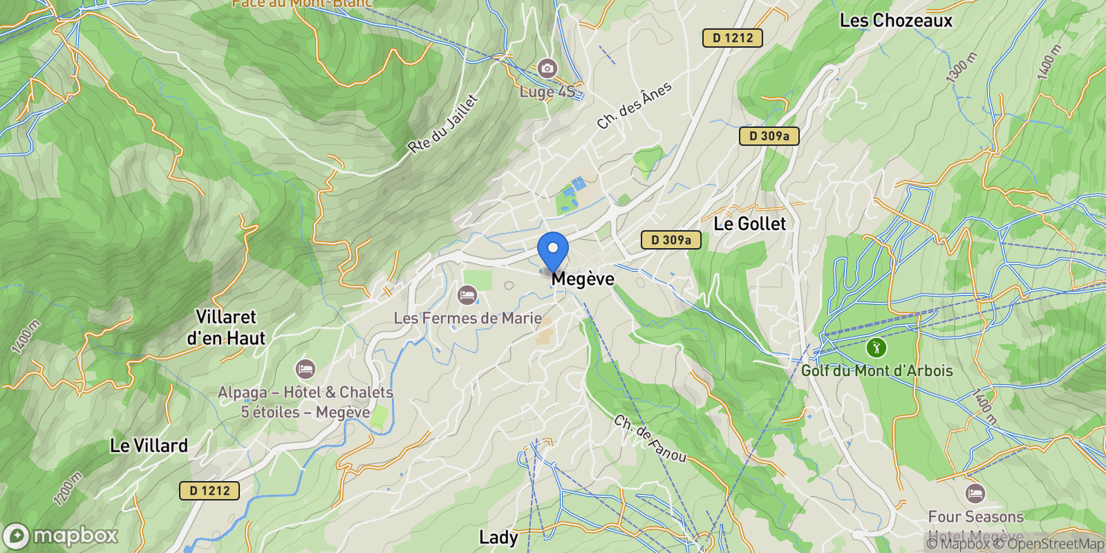 Map showing 122 Rue Ambroise Martin, Megève, Auvergne-Rhône-Alpes, France.