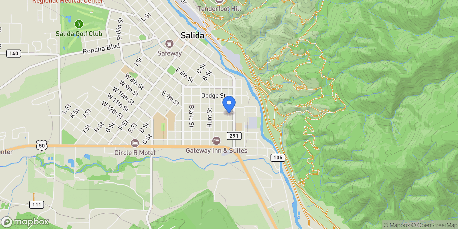 Map showing 501 Walnut Street, Salida, CO 81201, Salida, Colorado, United States.