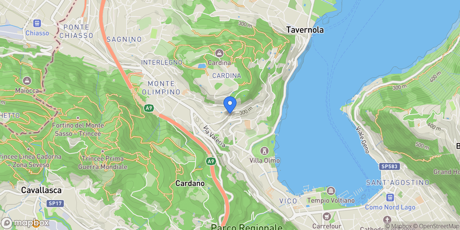Map showing via dei villini, Como, Lombardy, Italy.