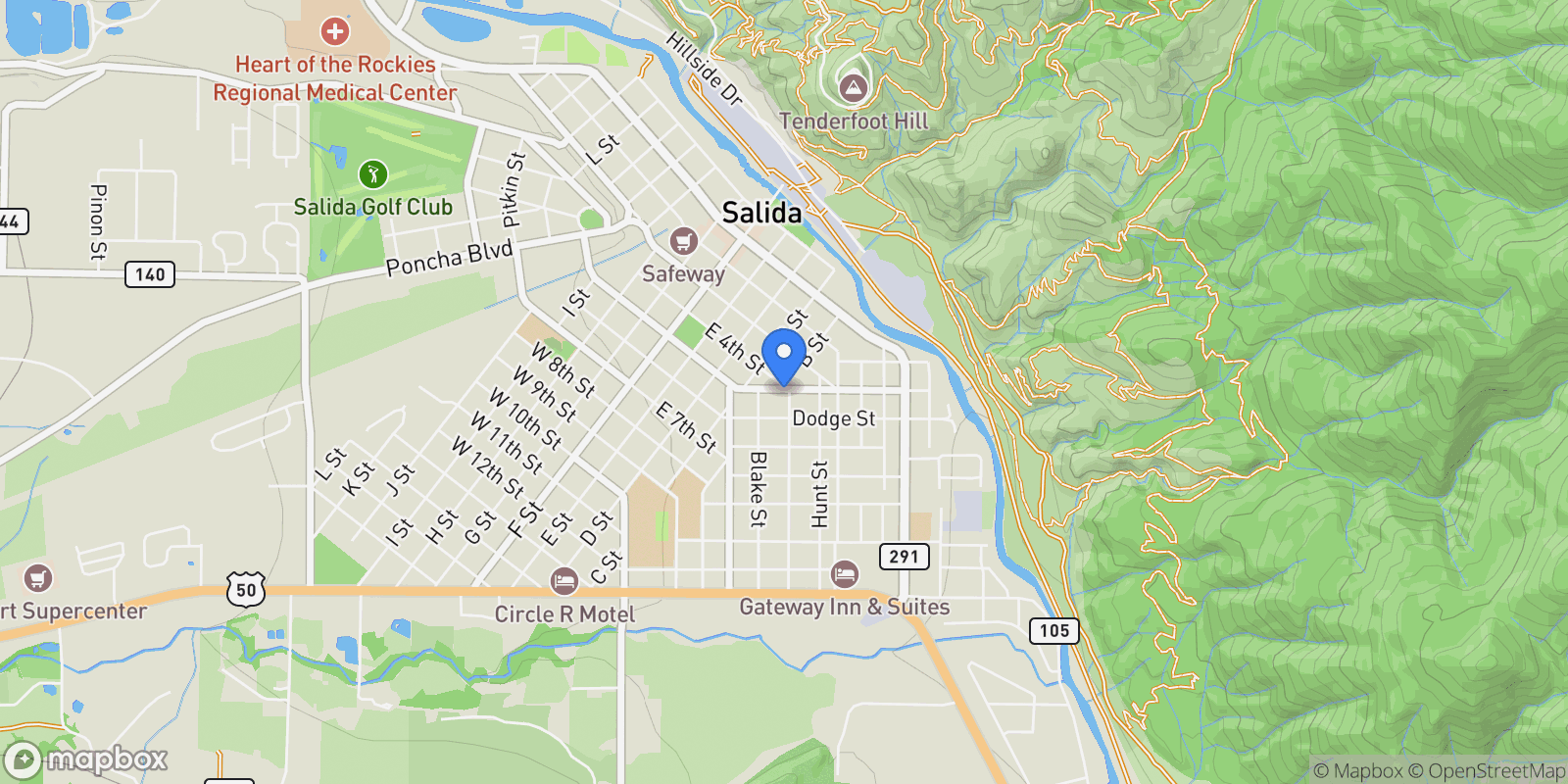 Map showing 243 Park Avenue, Salida, CO 81201, Salida, Colorado, United States.