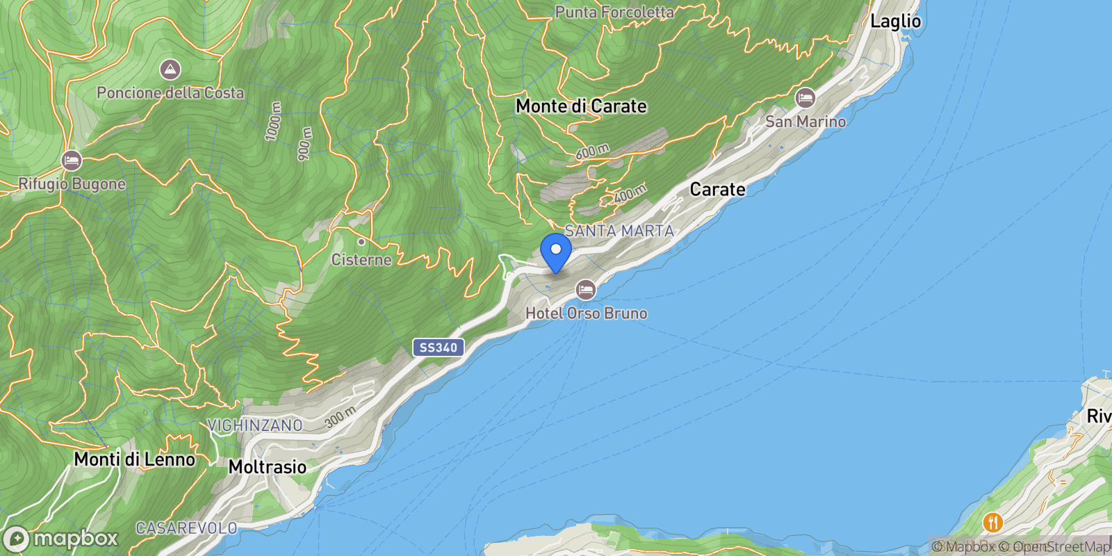 Map showing via cavadino, Carate Urio, Lombardy, Italy.