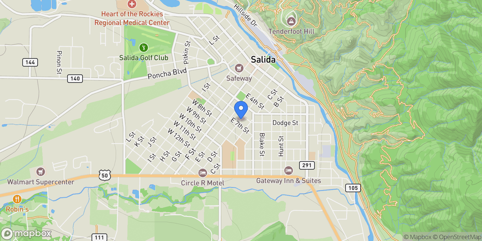 Map showing 647 D Street, Salida, CO 81201, Salida, Colorado, United States.
