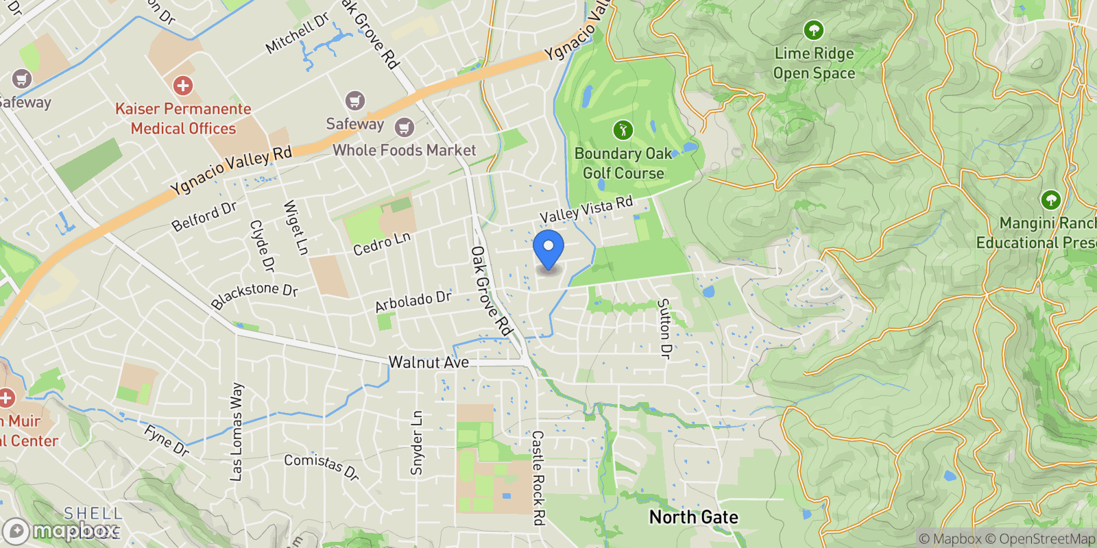 Map showing 3318 Ellesmere Court, Walnut Creek, California, United States.