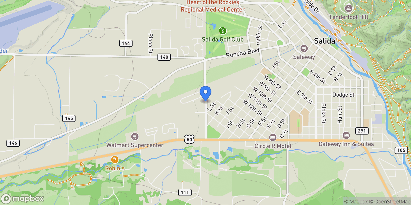 Map showing 1590 Holman Avenue, Salida, CO 81201, Salida, Colorado, United States.