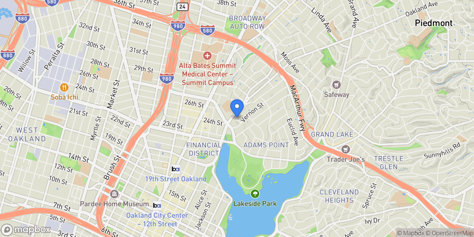 Map showing 170 Vernon Ter, Oakland, California, United States.