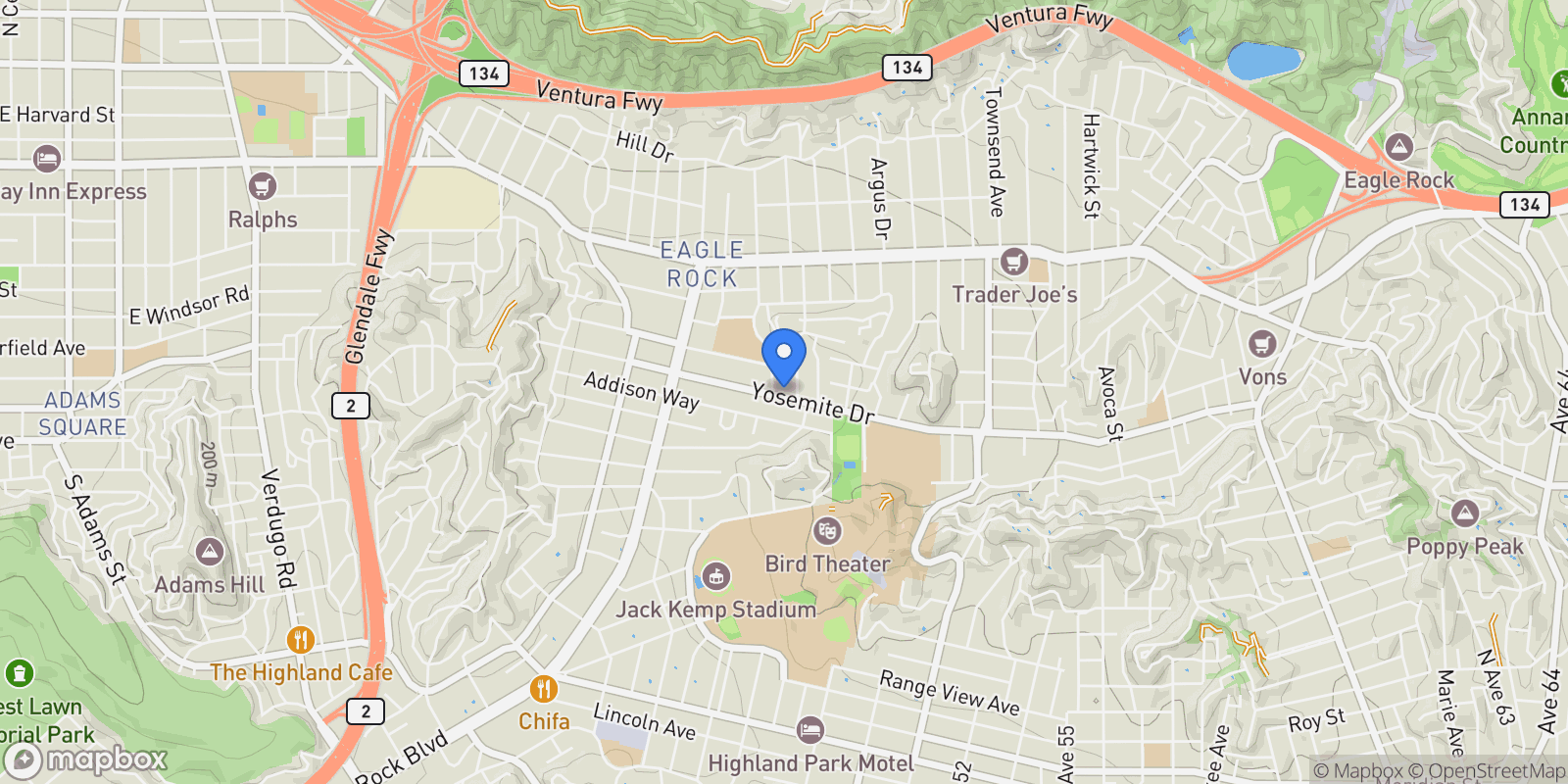 Map showing 1945 Yosemite Drive, Los Angeles, California, United States.