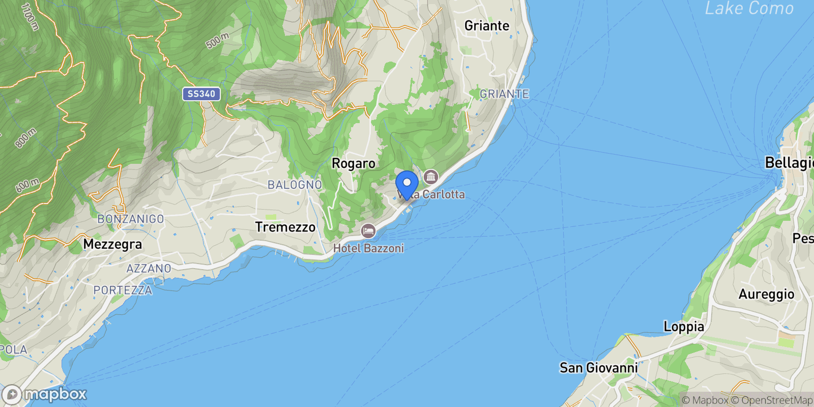 Map showing Via IV Novembre, Tremezzo, Lombardy, Italy.