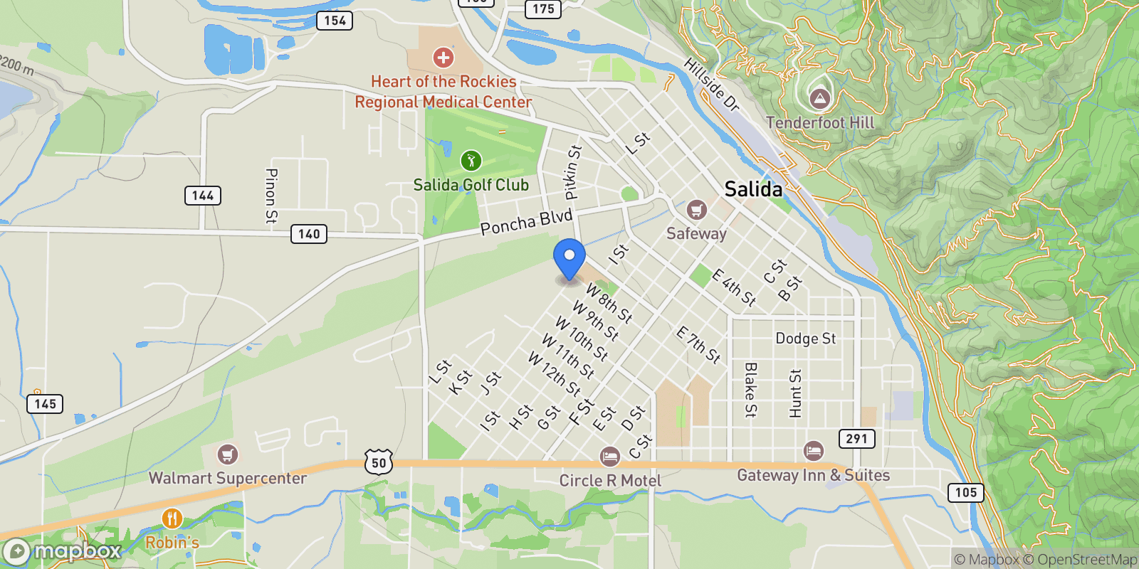 Map showing 849 J Street, Salida, CO 81201, Salida, CO, United States.