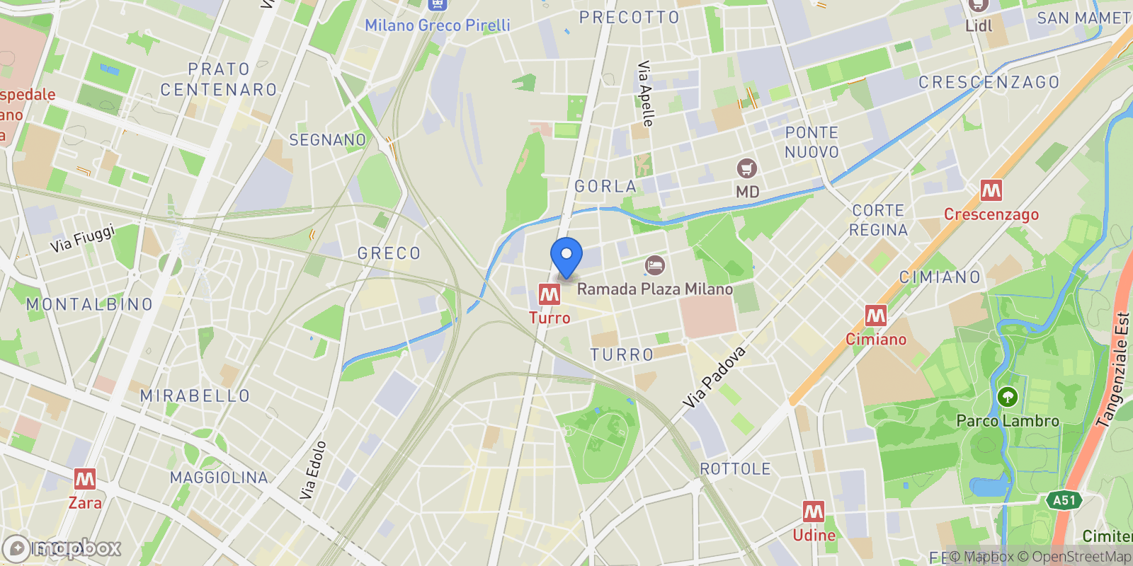 Map showing Milan, Lombardy, Italy.