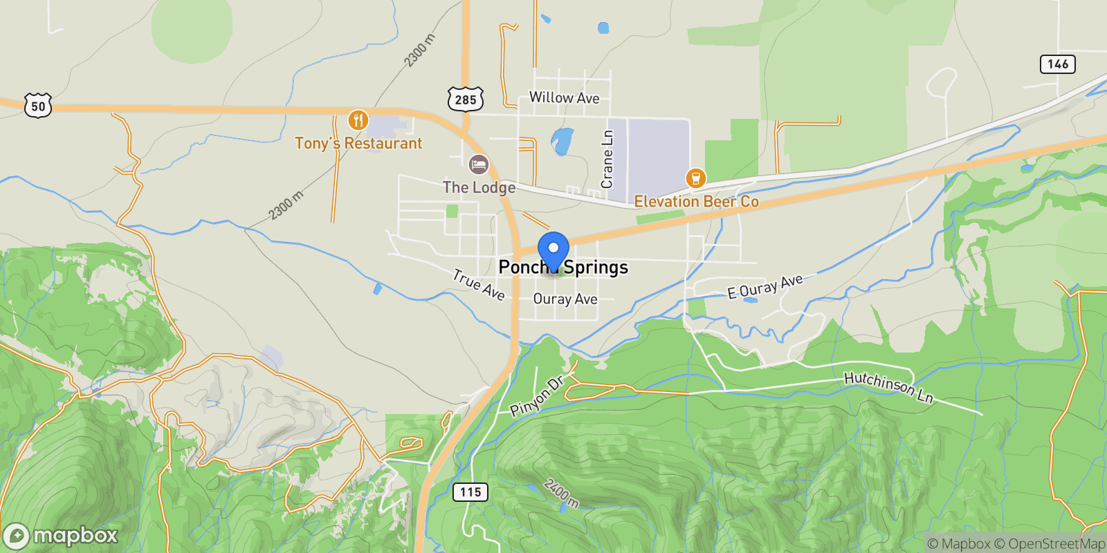 Map showing 45835 Highway 285, Poncha Springs, CO 81242, Poncha Springs, Colorado, United States.