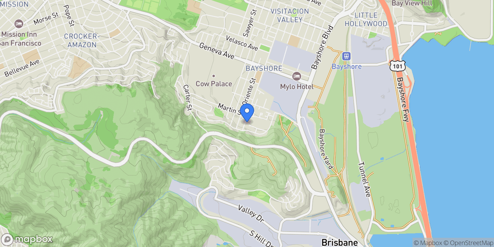Map showing 1047 Schwerin Street, Colma, California, United States.