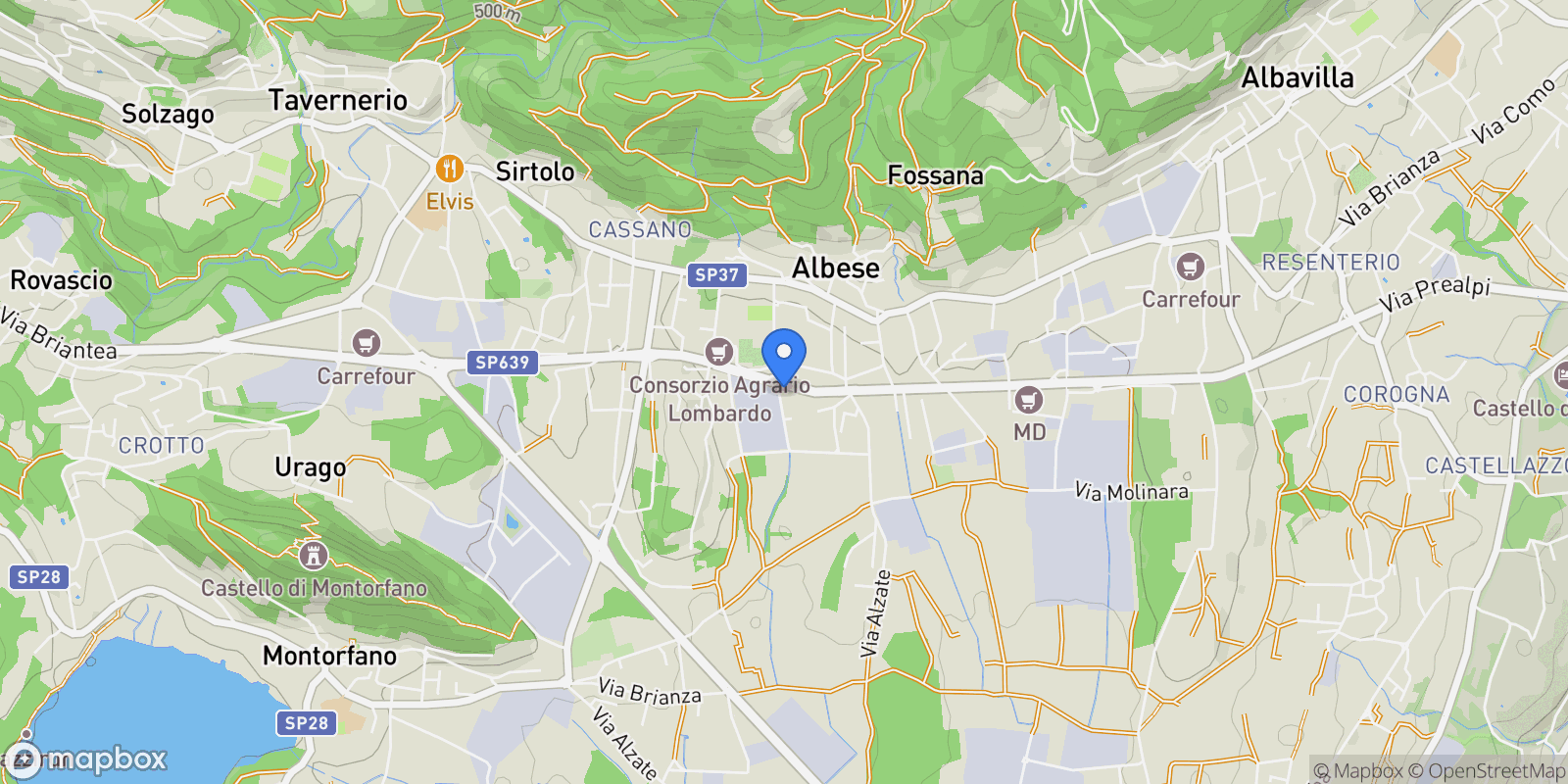 Map showing via Cadorna, Albese con Cassano, Lombardy, Italy.