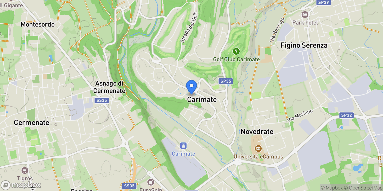 Map showing via dei platani 8, Carimate, Lombardy, Italy.