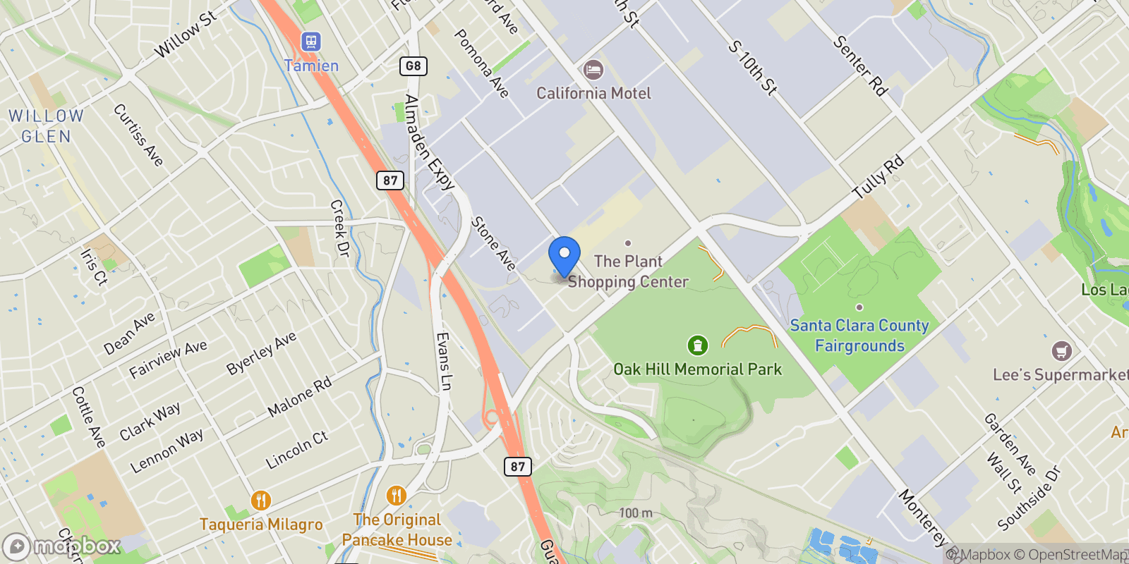 Map showing 317 Perrymont Avenue, San Jose, California, United States.