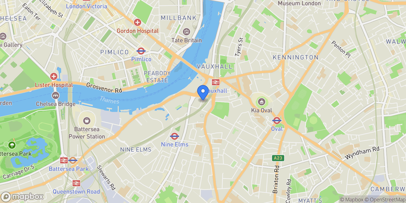 Map showing 71 Bondway, Parry St, London SW8 1SF, UK, London, England, United Kingdom.