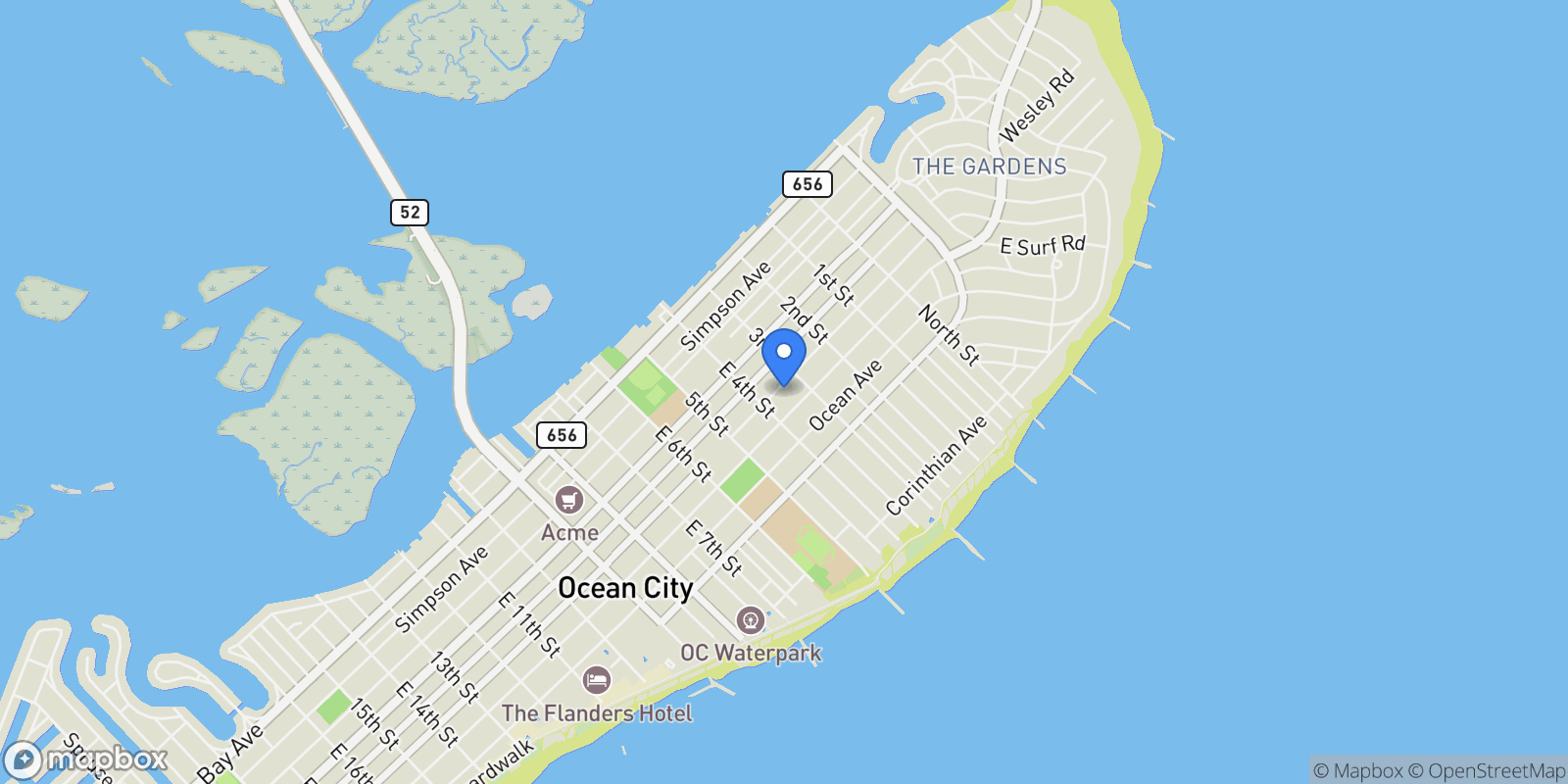 Map showing 321 Central Ave, Ocean City, NJ 08226, Ocean City, New Jersey, United States.