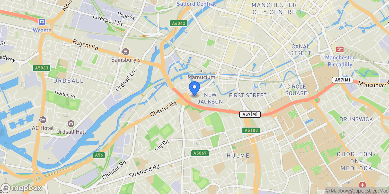 Map showing 16 Silvercroft St, Manchester M15 4ZF, UK, Manchester, England, United Kingdom.