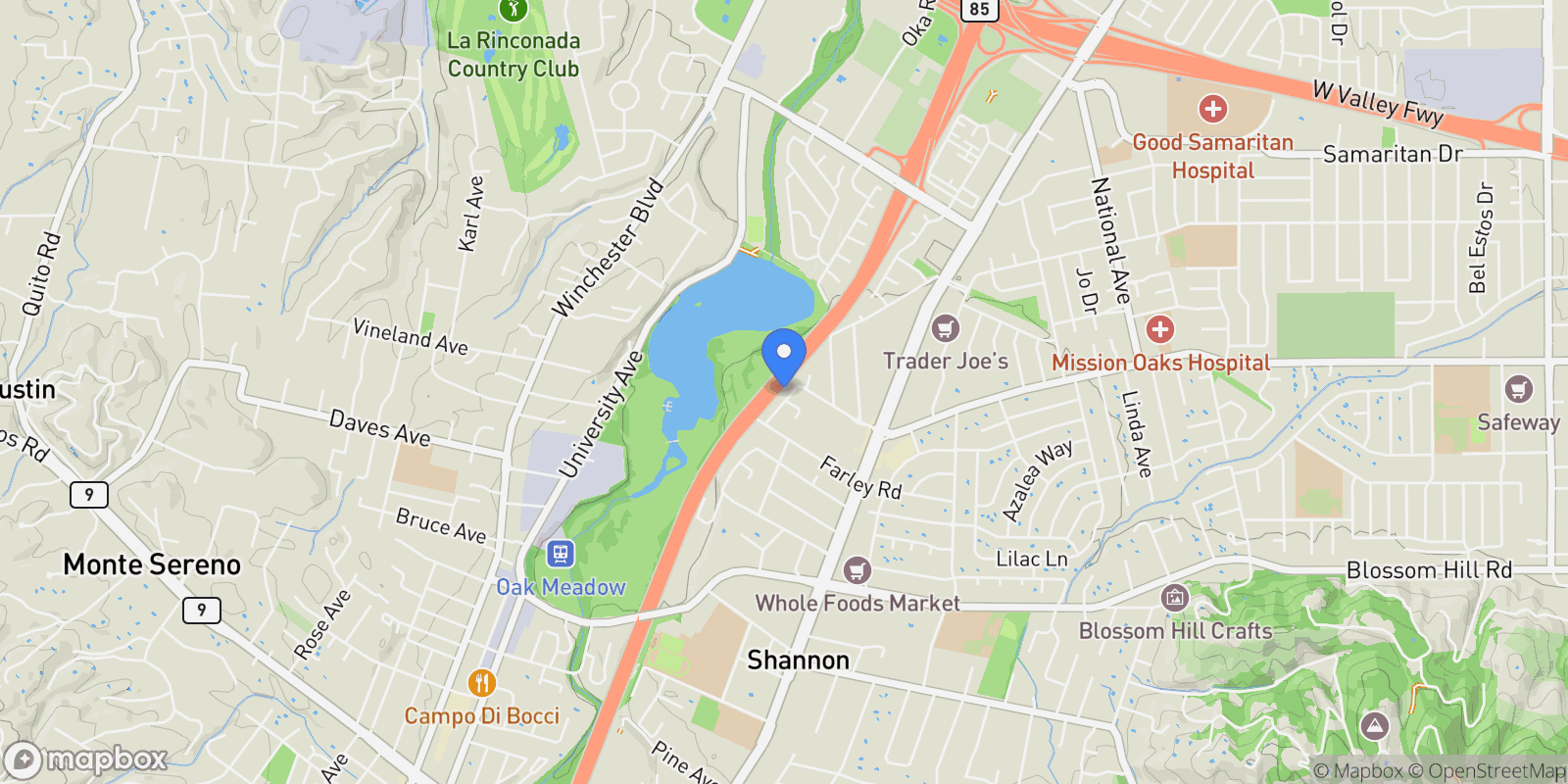 Map showing 15581 Flintridge Drive, Los Gatos, California, United States.