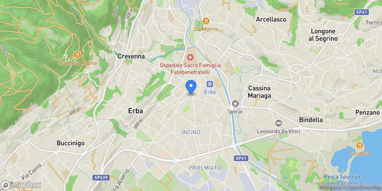 Map showing 22036 Erba, Province of Como, Italy, Erba, Lombardy, Italy.
