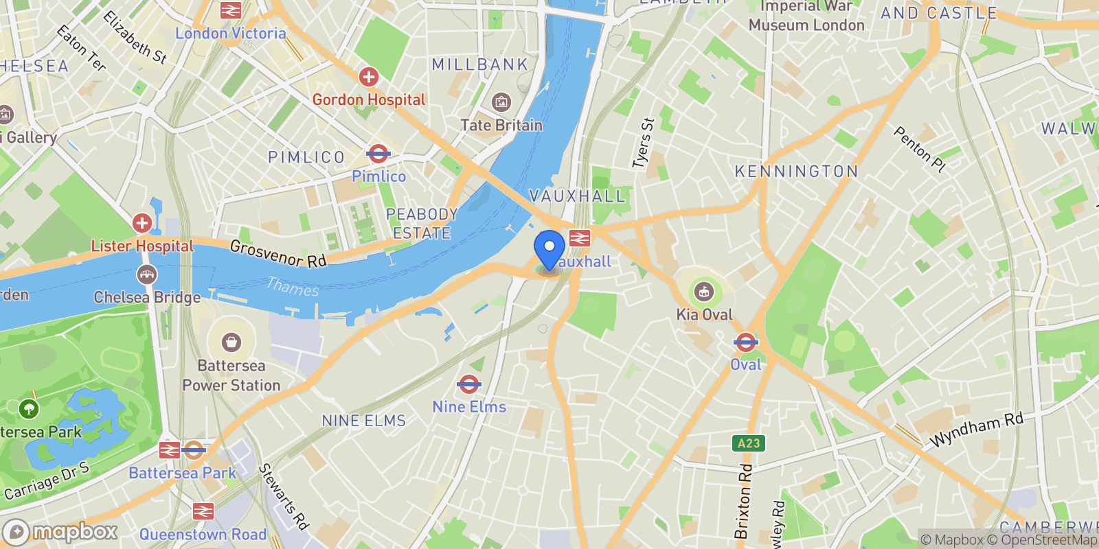 Map showing Bondway, London SW8, UK, London, England, United Kingdom.