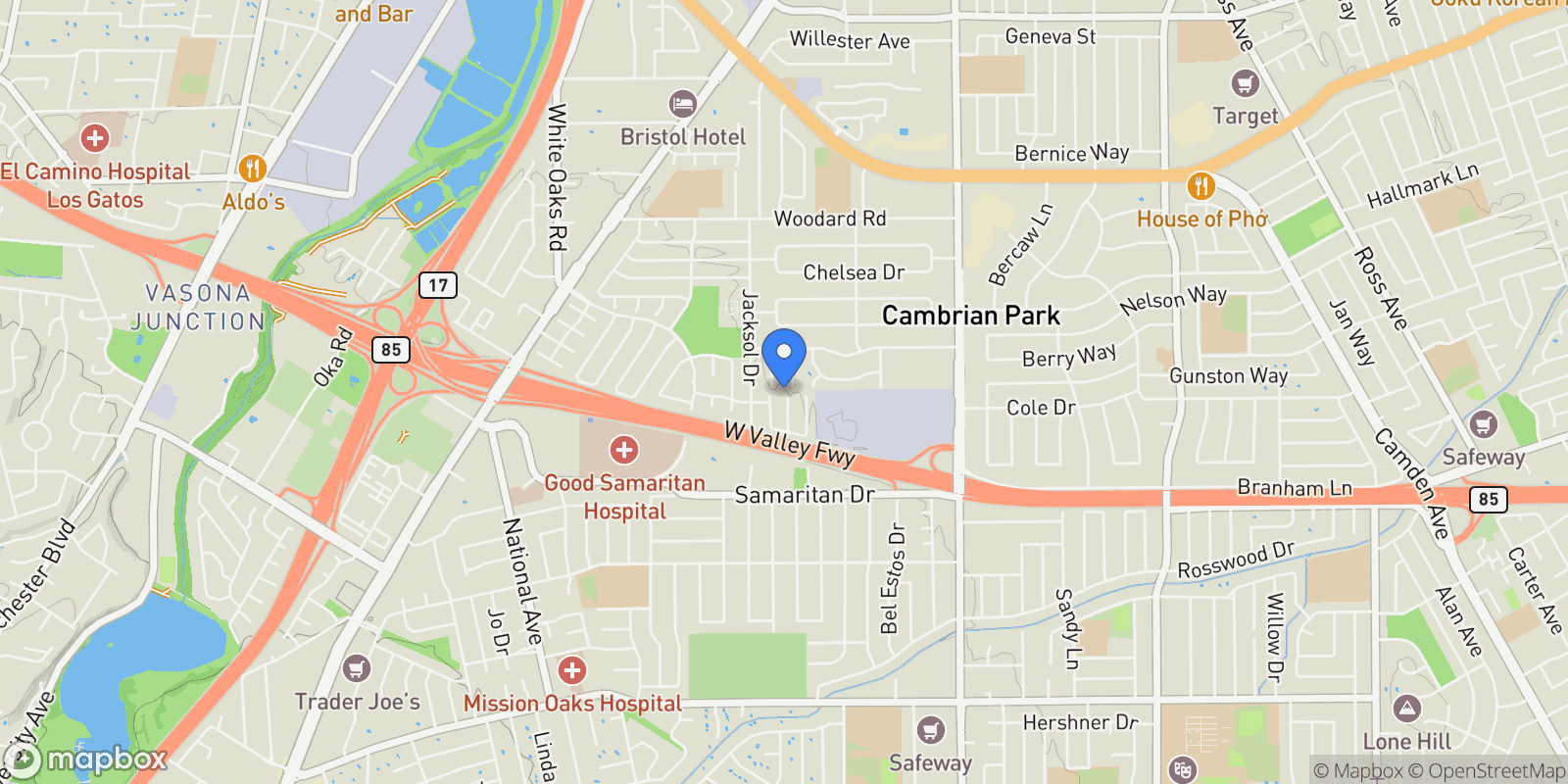 Map showing 4593 Fallstone Court, San Jose, California, United States.