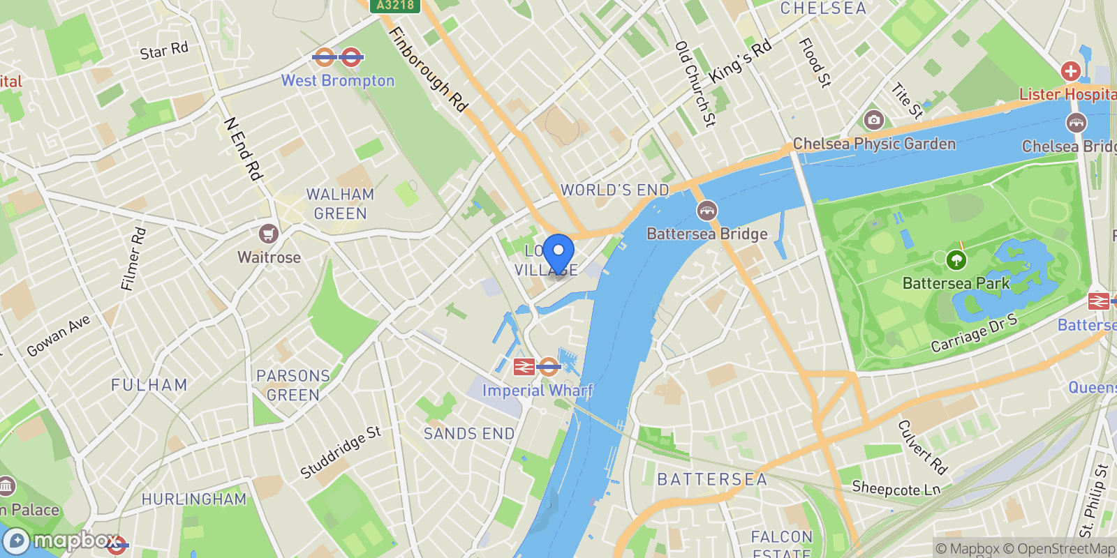 Map showing 90 Lots Rd, London SW10 0QD, UK, London, England, United Kingdom.