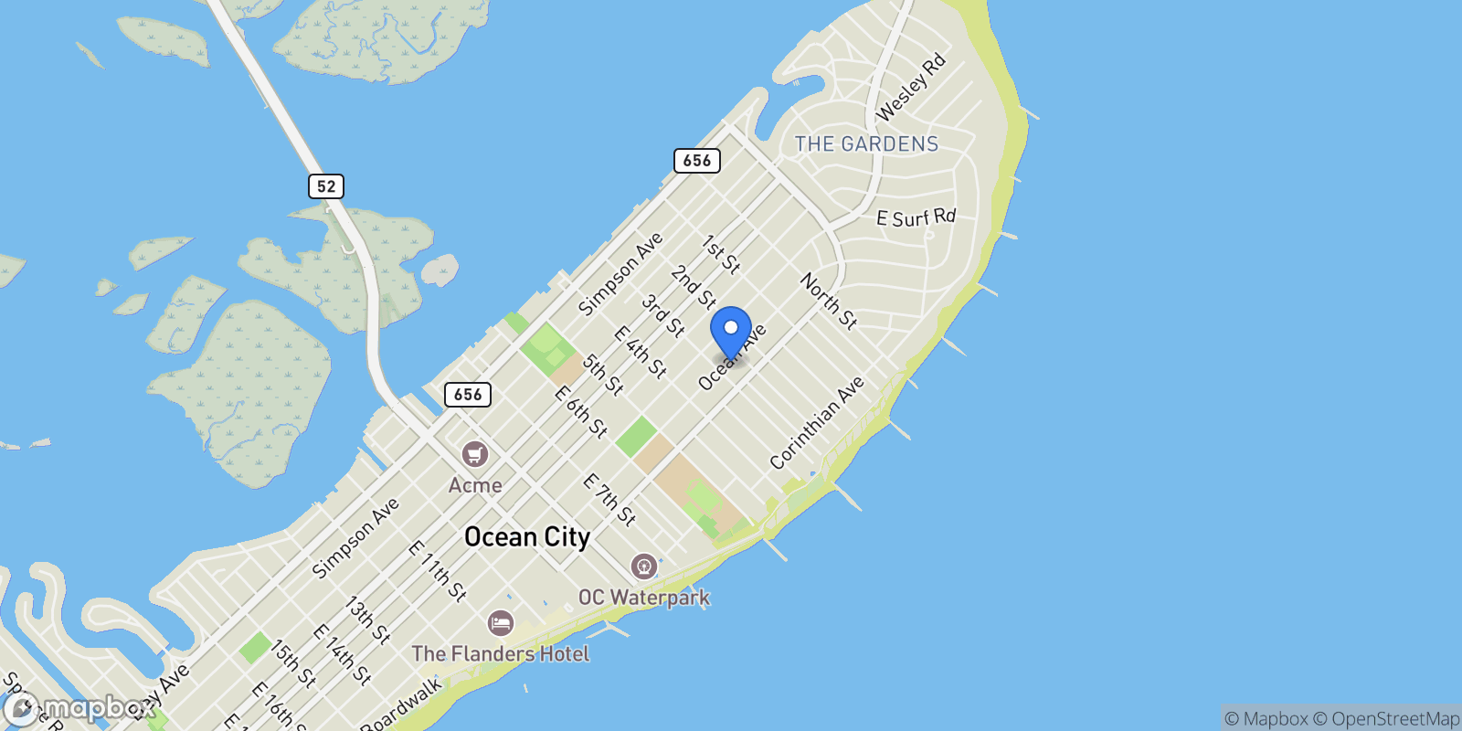 Map showing 227 Ocean Ave #1st Fl, Ocean City, NJ 08226, Ocean City, New Jersey, United States.