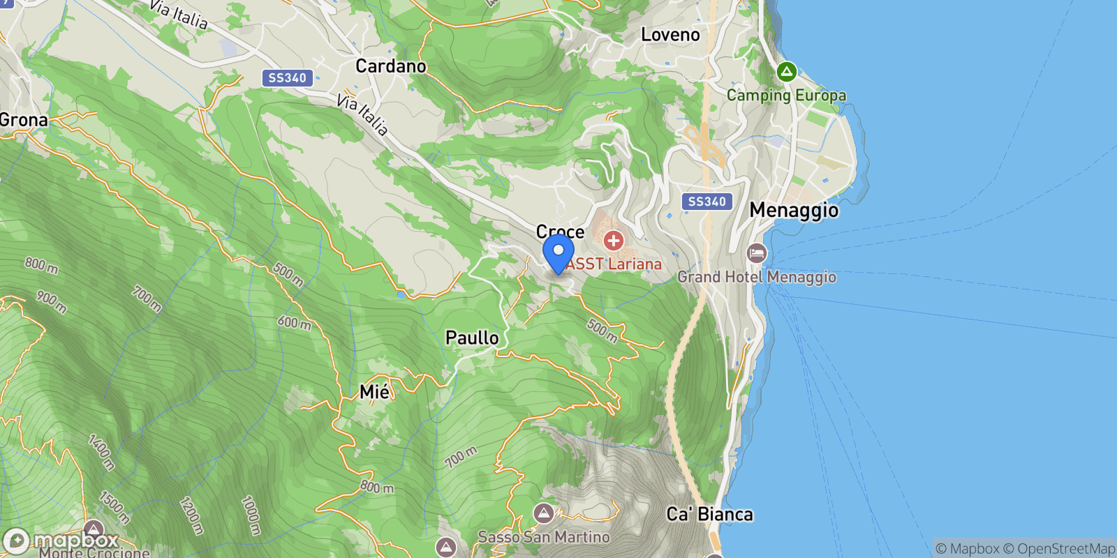 Map showing VIA PADRE PIGATO, Menaggio, Lombardy, Italy.