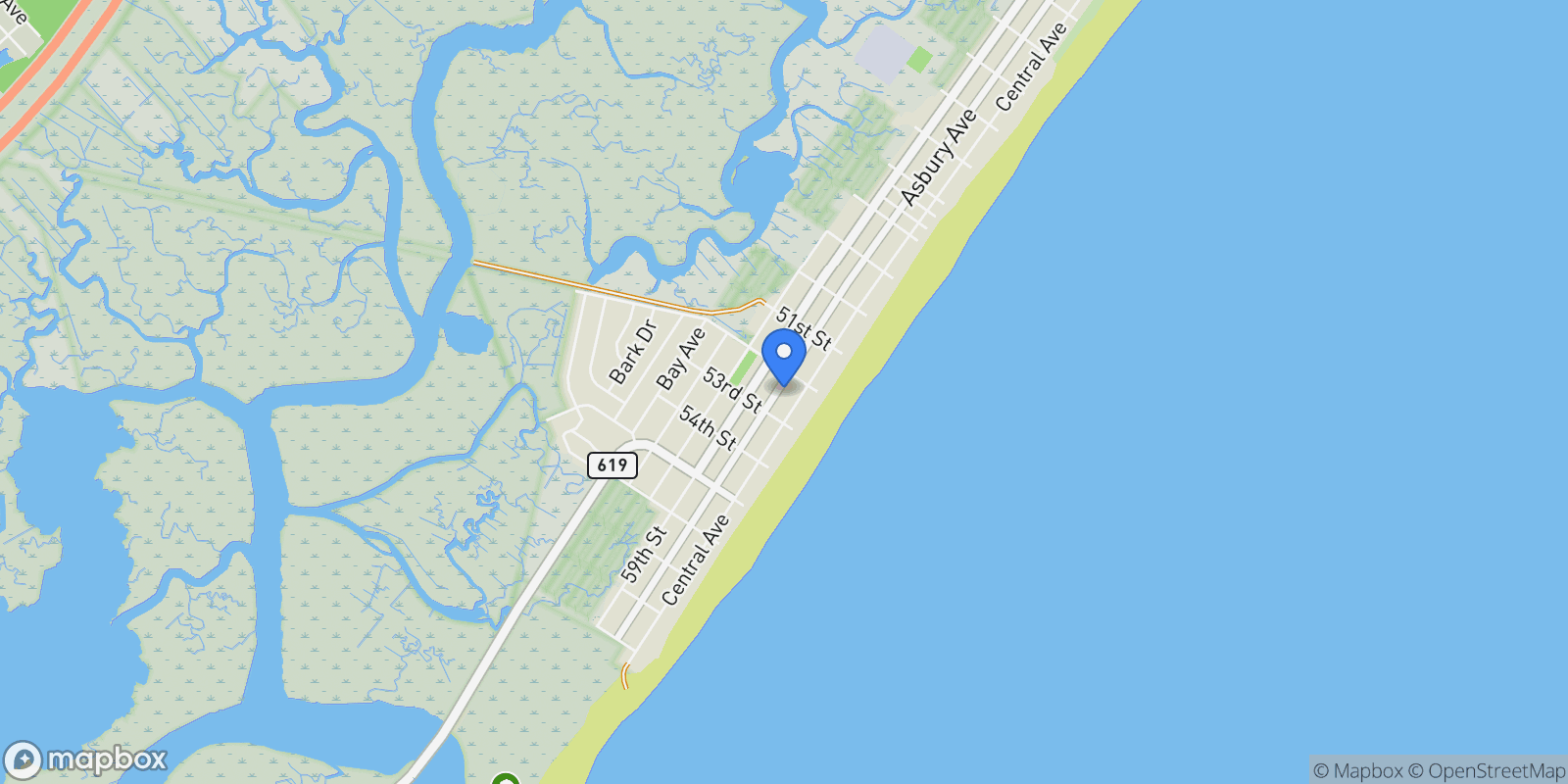 Map showing 5225 Asbury Ave #1, Ocean City, NJ 08226, Ocean City, New Jersey, United States.