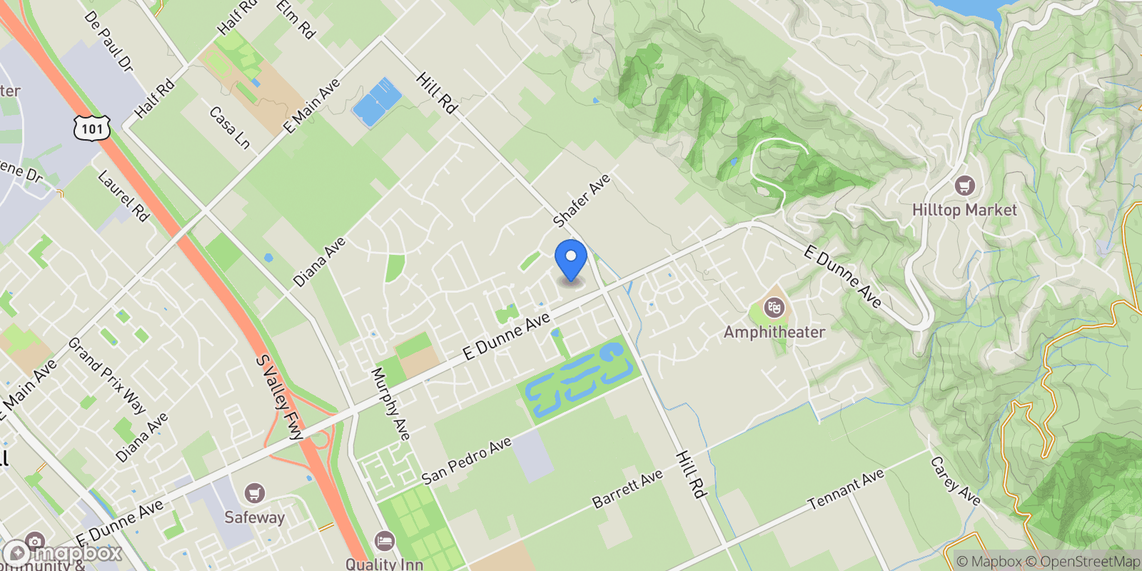 Map showing 17017 Heatherwood Way, Morgan Hill, California, United States.