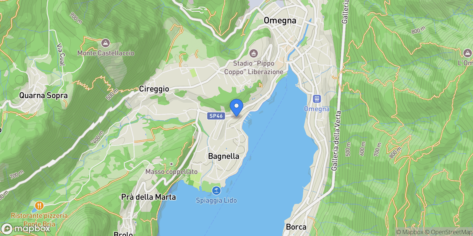 Map showing Via Curotti 1, Omegna, Piedmont, Italy.
