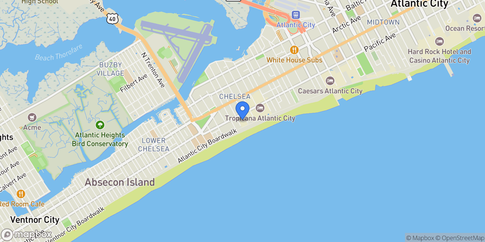 Map showing 3101 Boardwalk #3404-1, Atlantic City, NJ 08401, Atlantic City, New Jersey, United States.