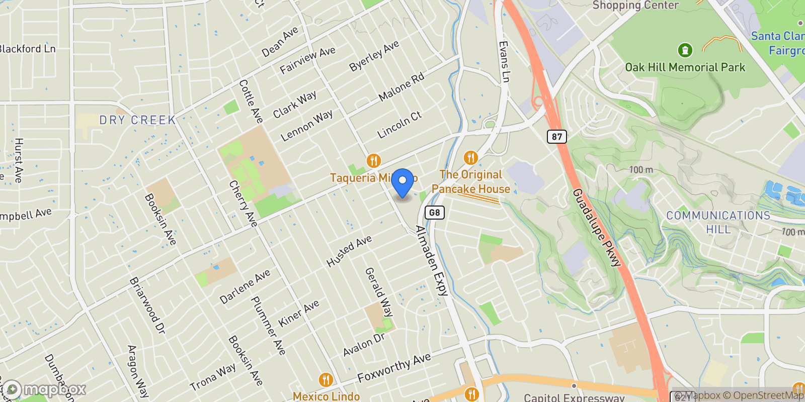 Map showing 1077 Cumberland, San Jose, California, United States.