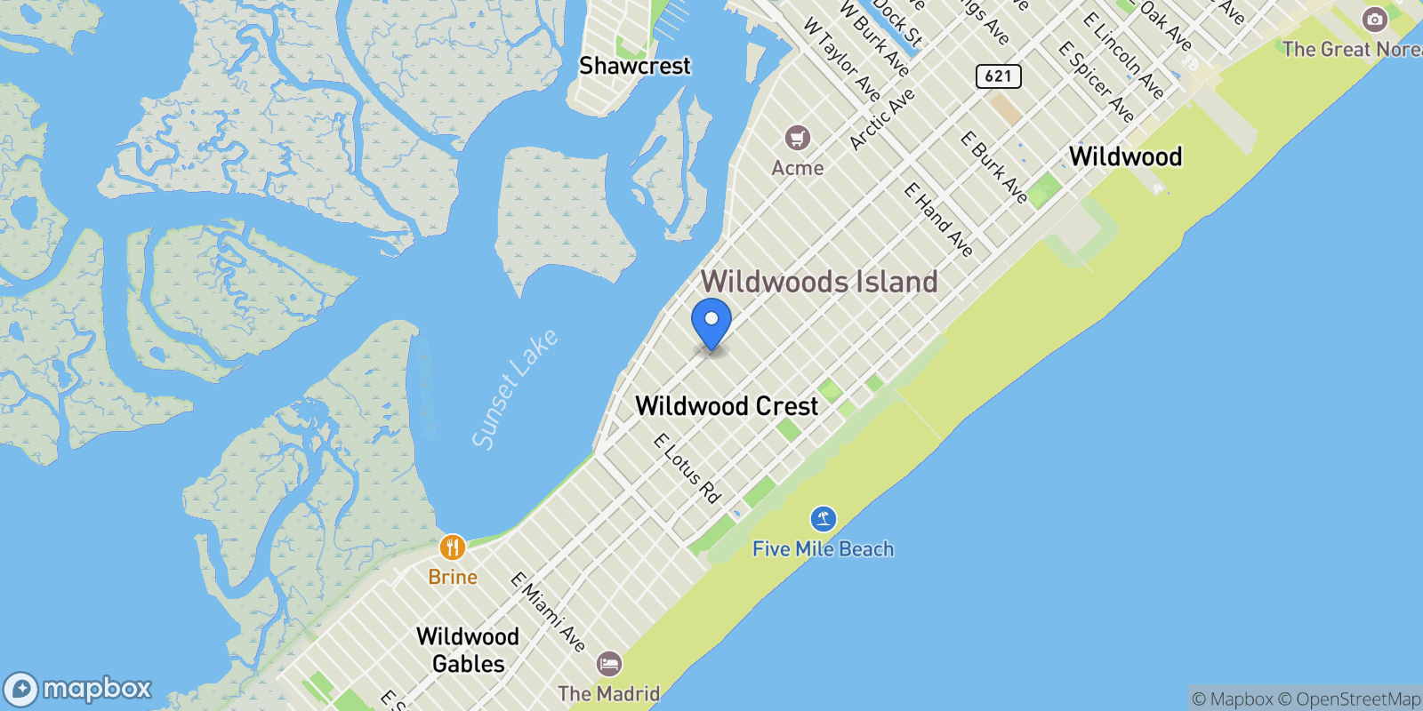 Map showing 6307 New Jersey Avenue #202, Wildwood Crest, NJ 08260, Wildwood, New Jersey, United States.