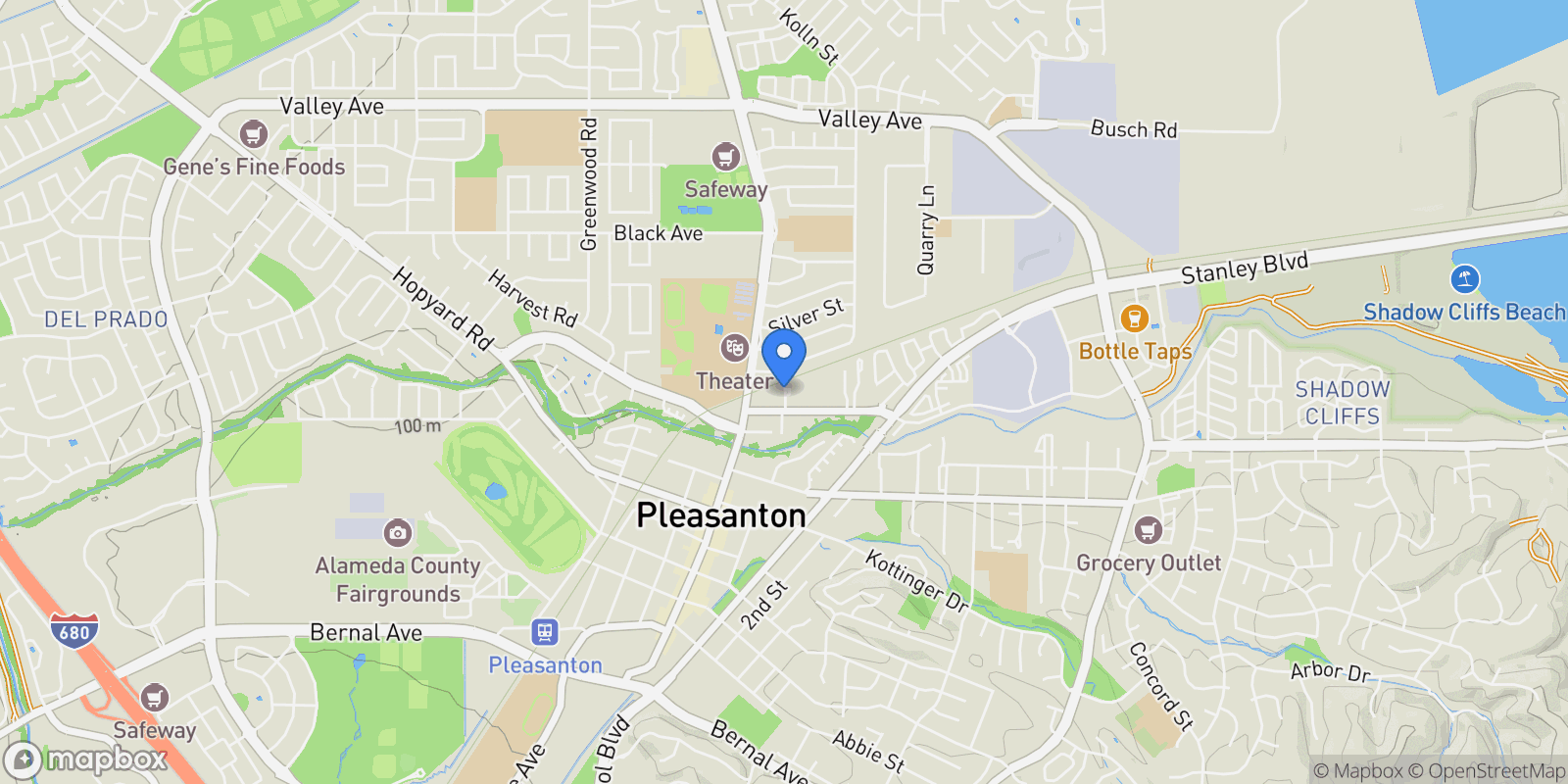 Map showing 124 Barias Place, Pleasanton, California, United States.