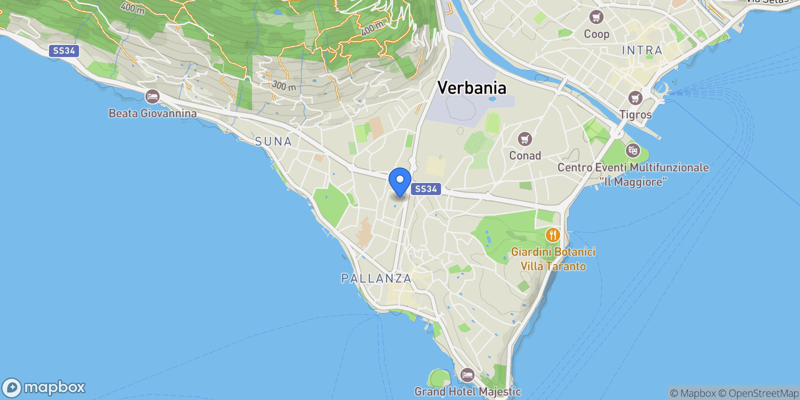 Map showing Via Marco de Marchi 45, Verbania, Piedmont, Italy.