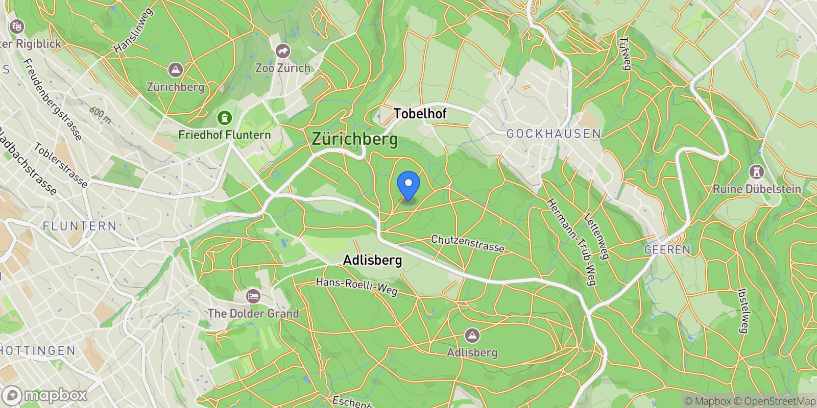Map showing Zürich, Zurich, Switzerland.