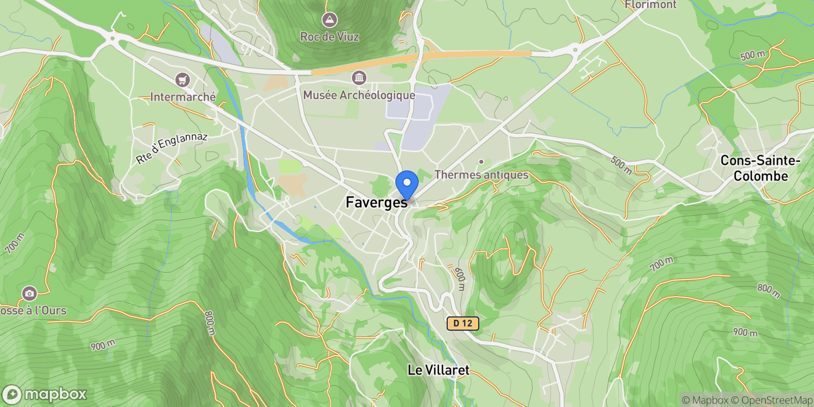 Map showing Faverges, Auvergne-Rhône-Alpes, France.