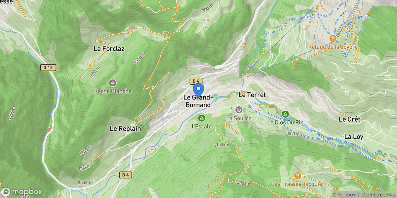 Map showing Le Grand-Bornand, Auvergne-Rhône-Alpes, France.