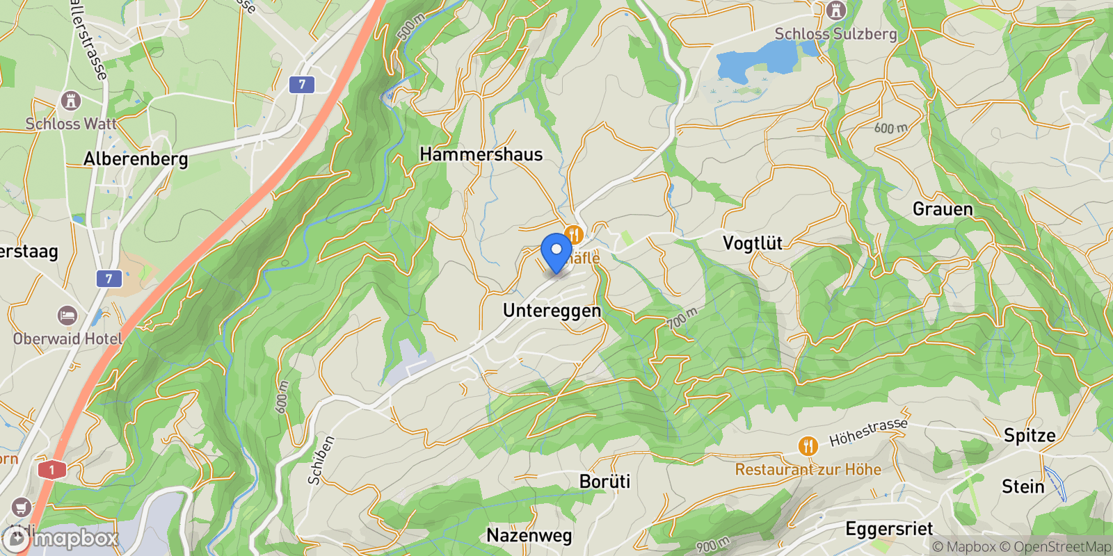 Map showing Untereggen, St. Gallen, Switzerland.