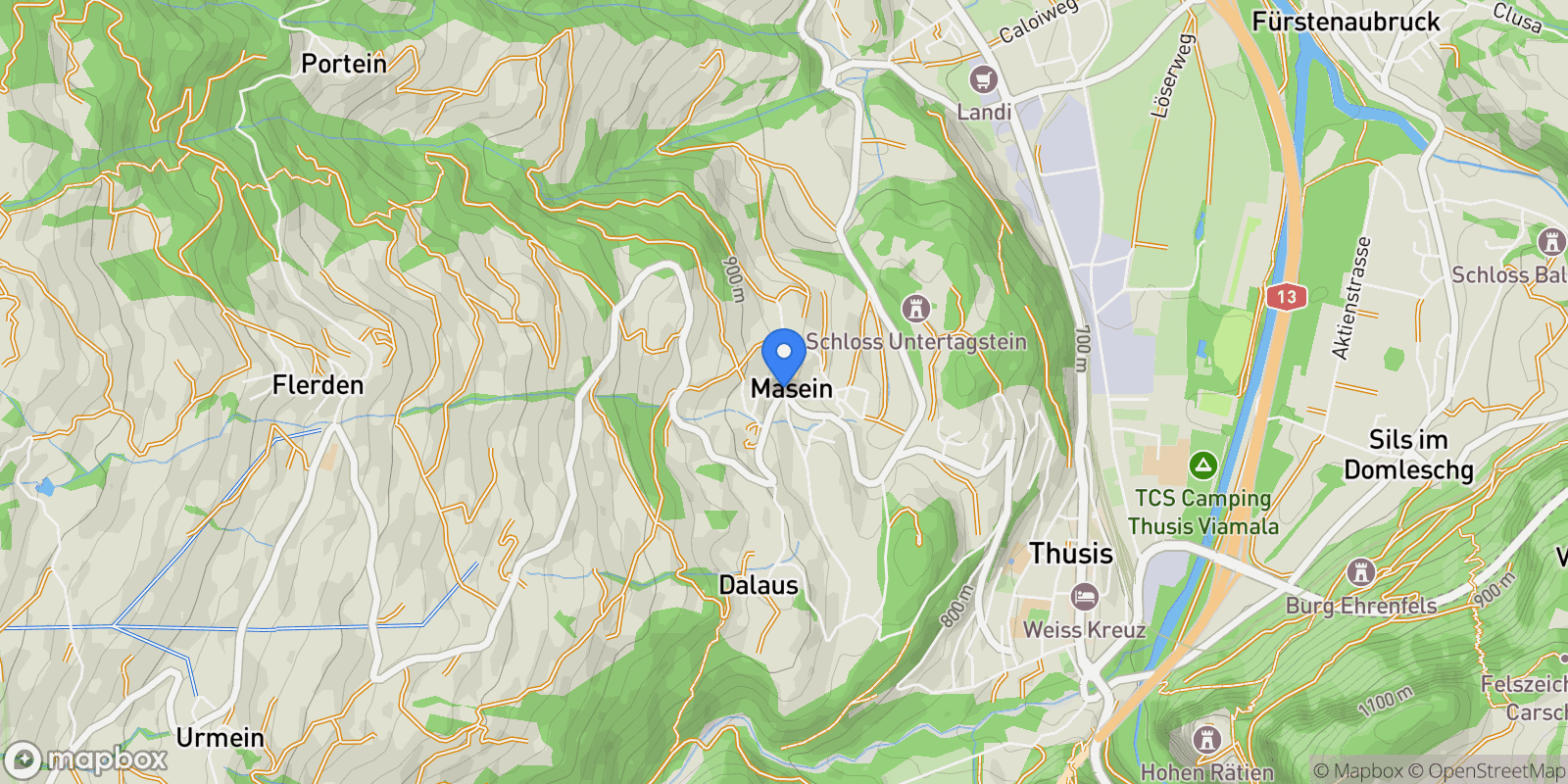 Map showing Masein, Grisons, Switzerland.