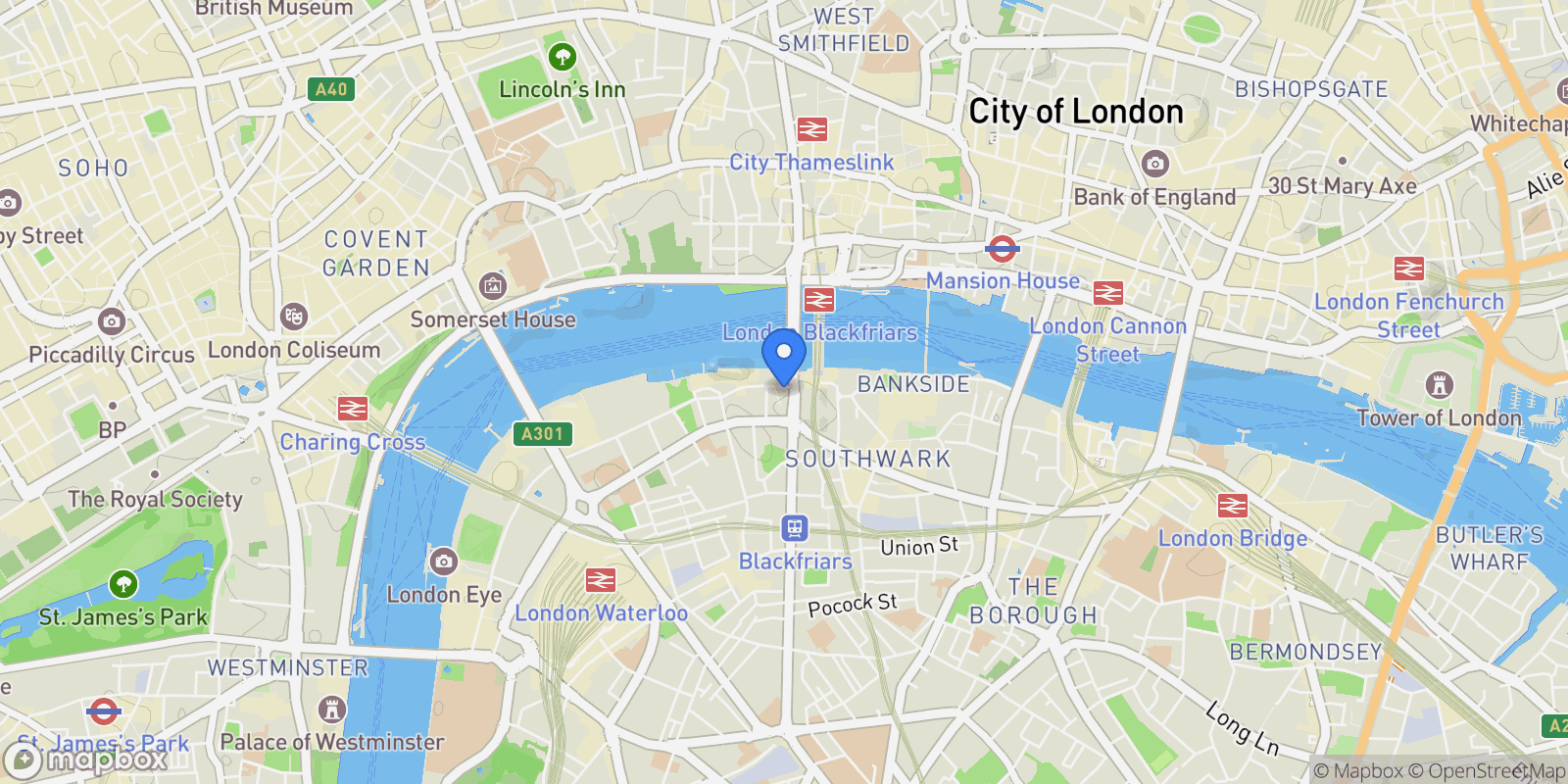 Map showing One Blackfriars, 1 Blackfriars Road, London, London, England, United Kingdom.