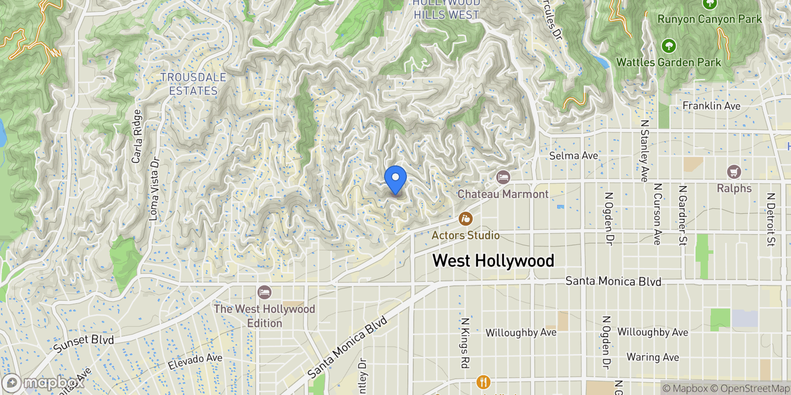 Map showing 8527 Hedges Way, Los Angeles, California, United States.